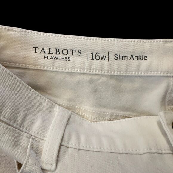 Talbots White Flawless Slim Ankle Stretchy Cropped Jeans Eyelet Pockets Size 16W - Picture 7 of 8